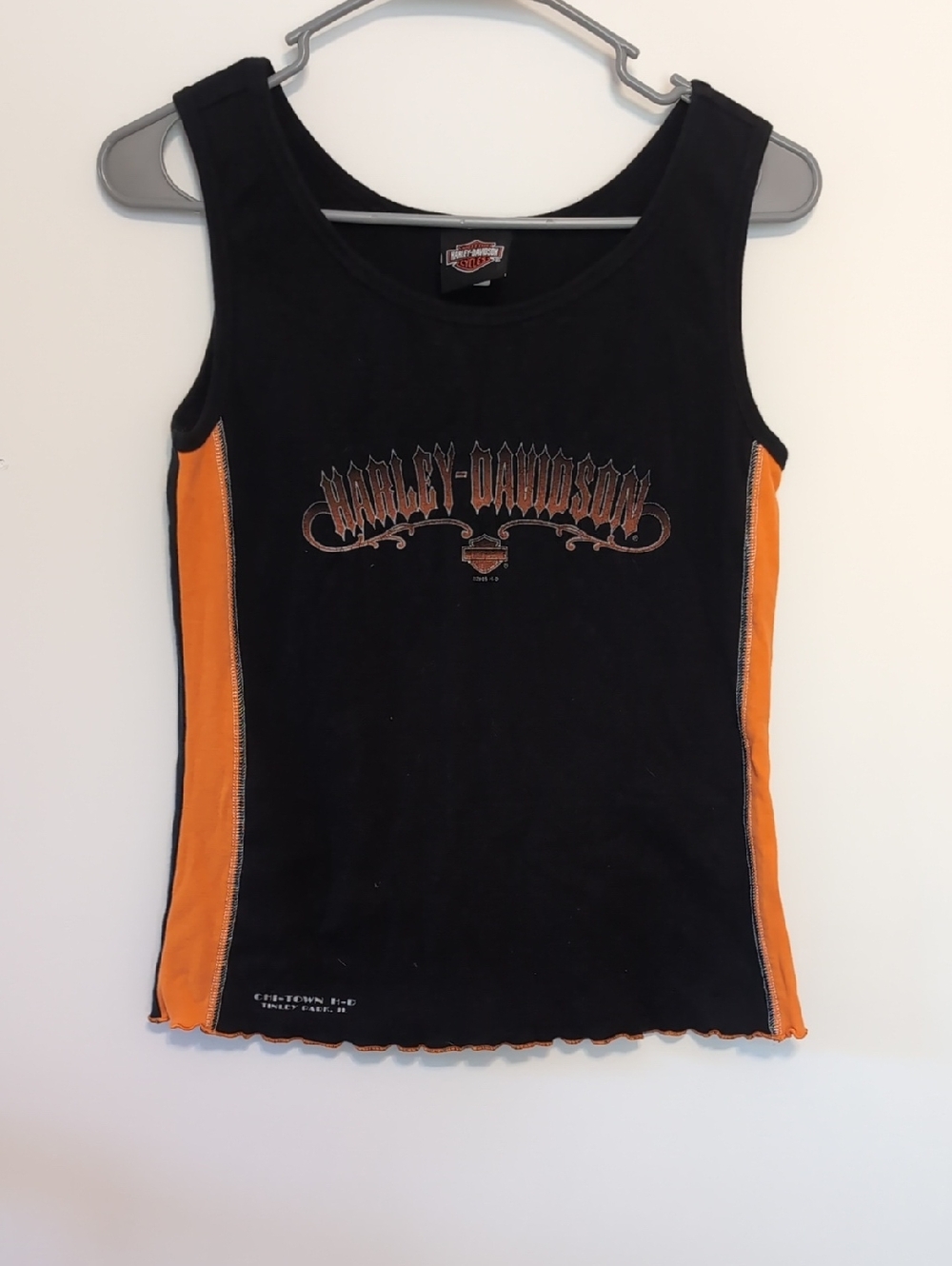 Harley Davidson y2k Black Orange Baby Tank Size Medium